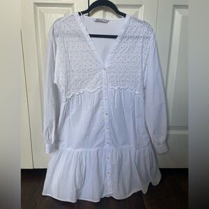 Zara White Eyelet Mini Dress
